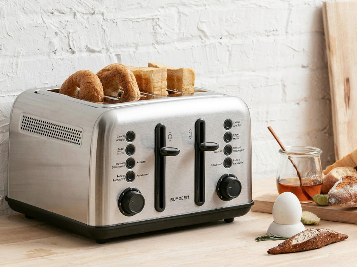 Kenyérpirító 4 szeletes - alumíniumszínű, Basics, fém (29/22/32cm) - BUYDEEM