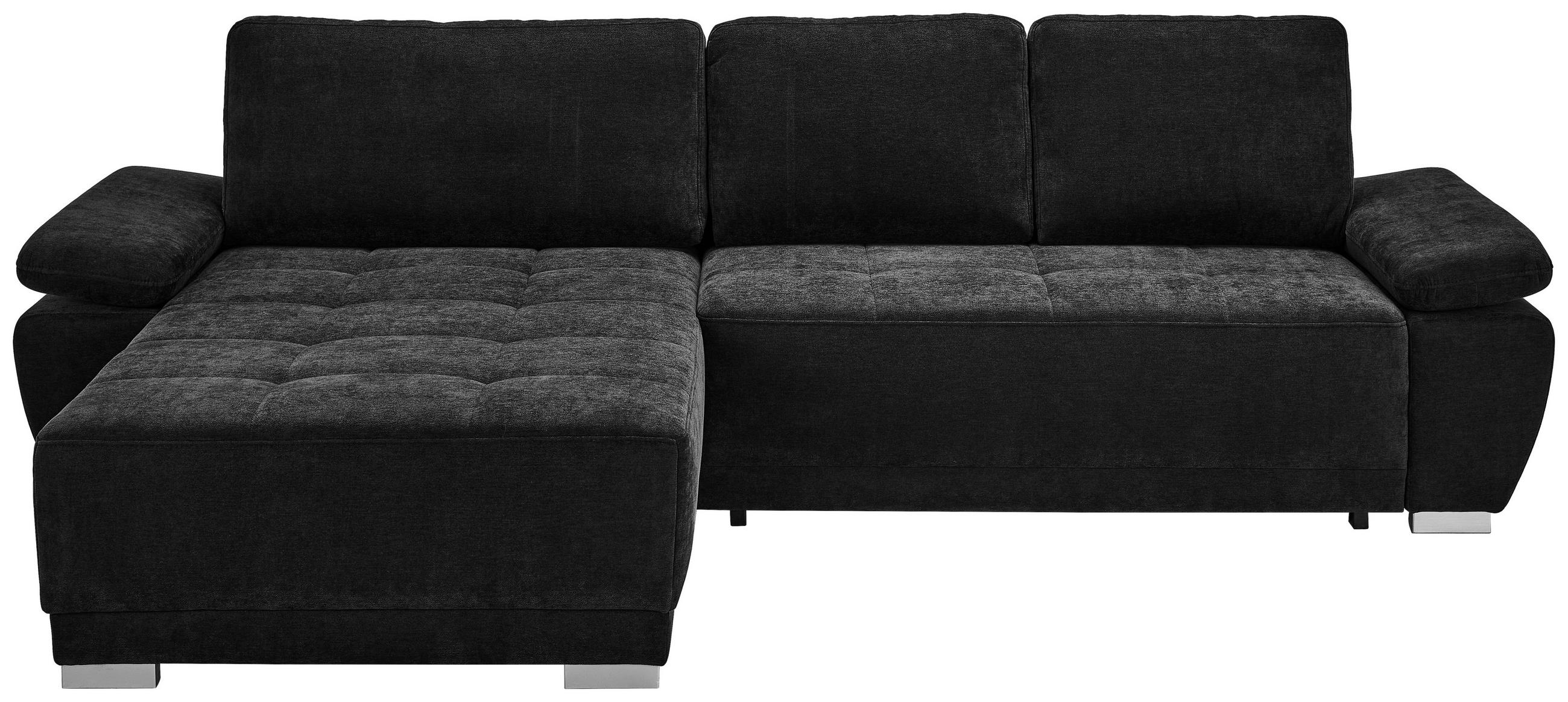 HÖRNSOFFA i chenille svart  - silver/svart, Klassisk, trä/textil (187/293cm) - MID.YOU