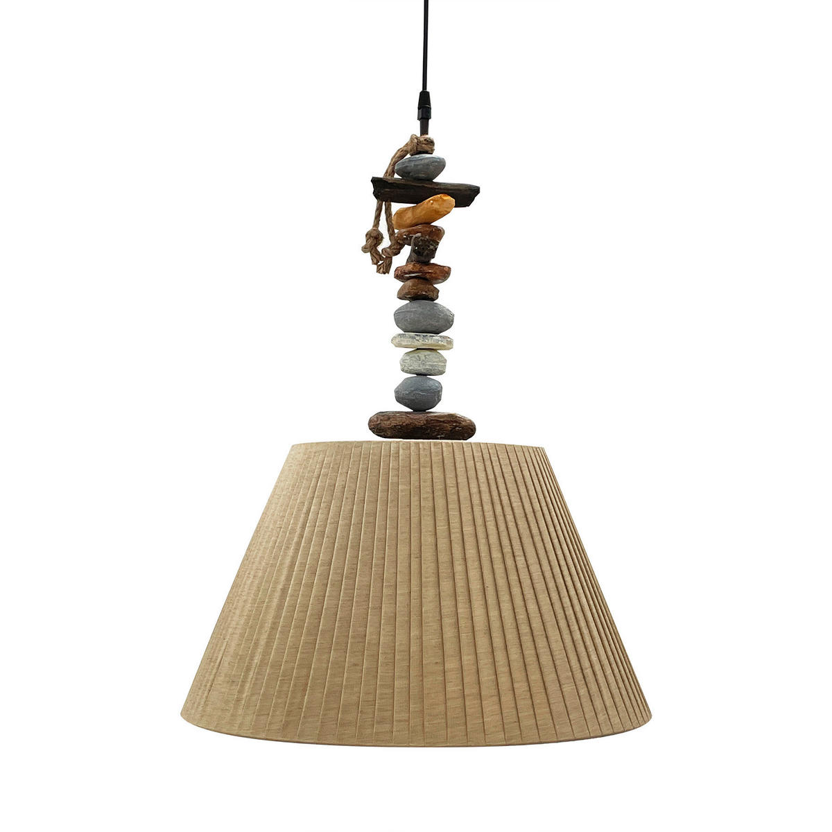 PENDELLEUCHTE 45/110 cm   - Hellbraun/Dunkelbraun, KONVENTIONELL, Kunststoff/Textil (45/110cm)