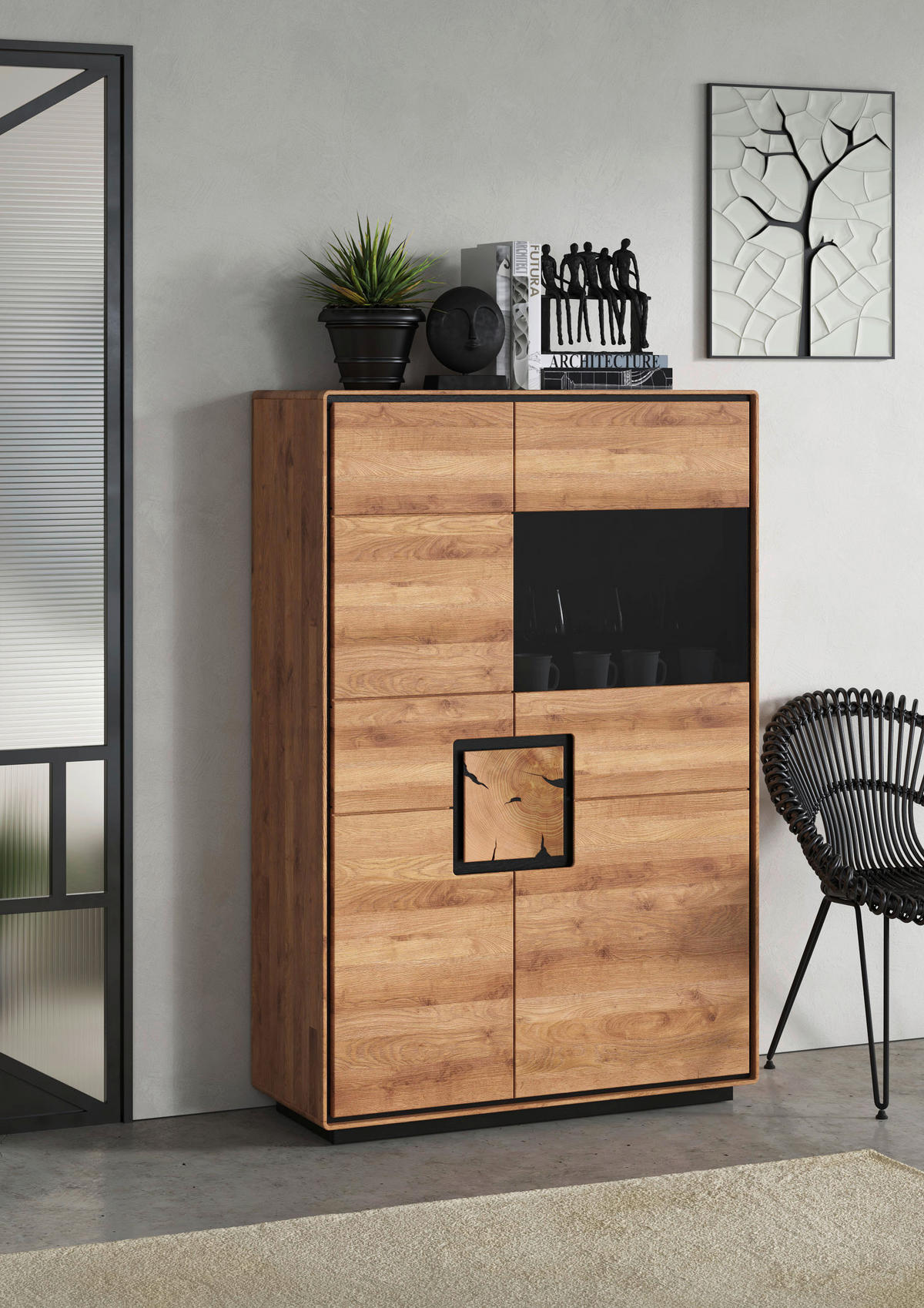 HIGHBOARD  100/152/40 cm  - Wildeiche/Schwarz, Basics, Holz (100/152/40cm) - Livetastic
