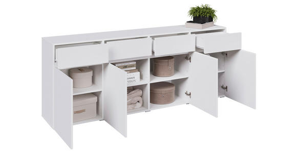 SIDEBOARD  200/79,6/39,8 cm 4 Schublade(n)  - Silberfarben/Weiß, Design, Holzwerkstoff/Kunststoff (200/79,6/39,8cm) - Xora