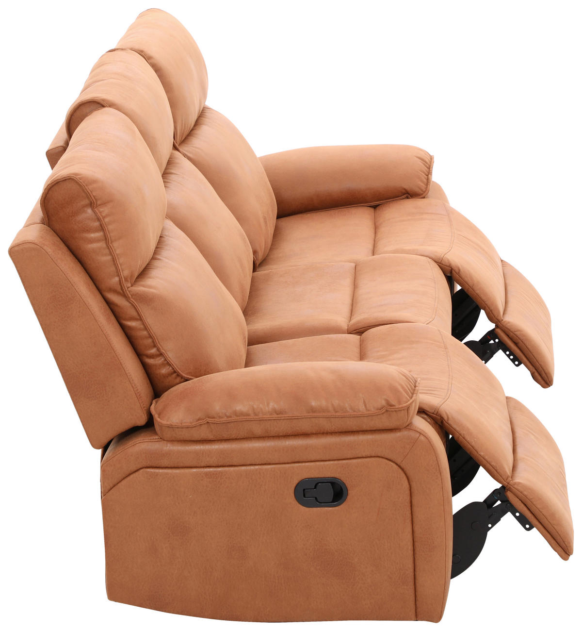 SITZGARNITUR Mikrofaser Cappuccino  - Schwarz/Cappuccino, Design, Holz/Kunststoff (215/101/97cm) - Livetastic