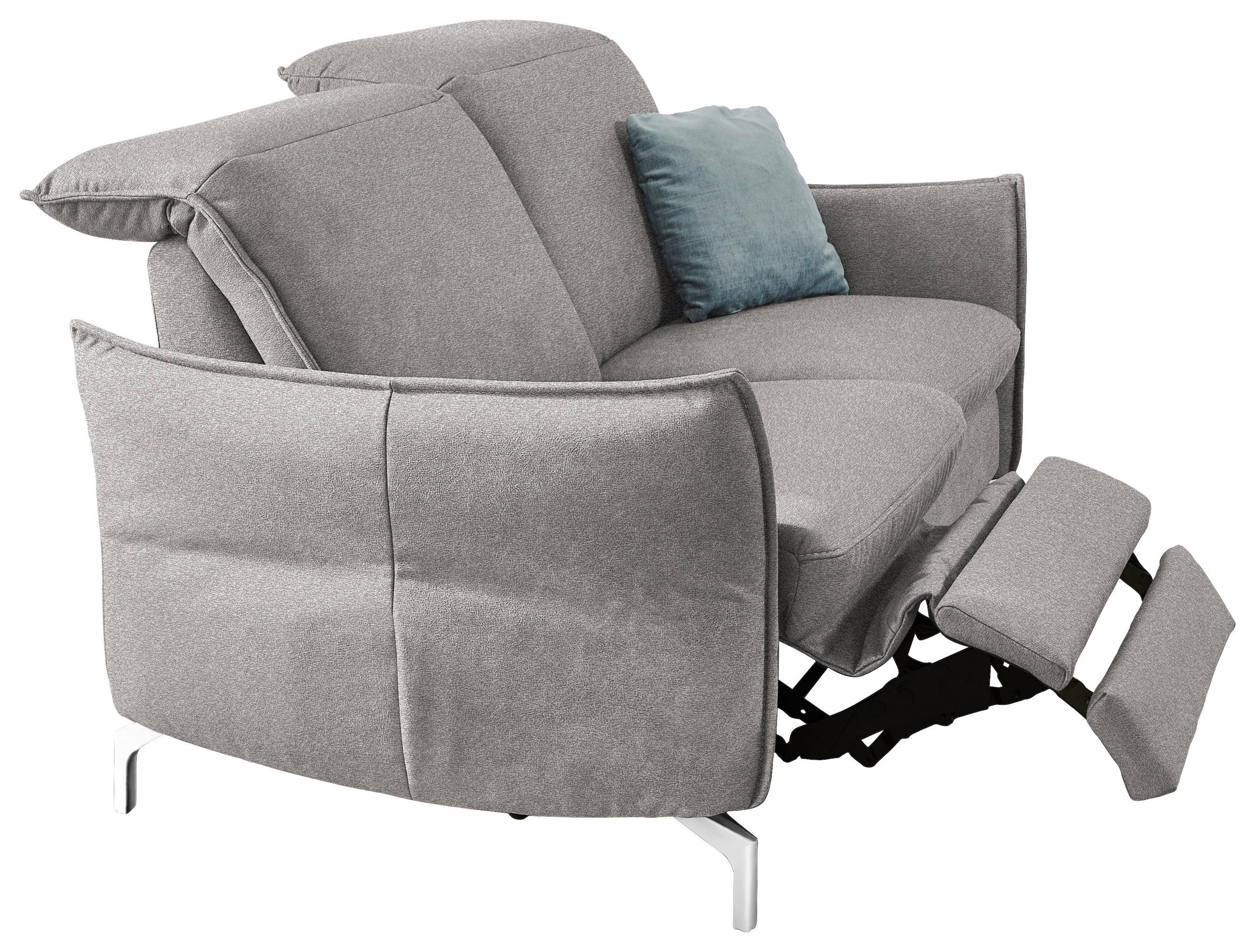 Thumbnail - Livetastic 2,5-Sitzer, Grau, Weiß, Textil, 185x89x109 cm, Made in EU, Hocker erhältlich, motorische Relaxfunktion, Armte...