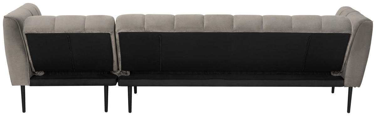 ECKSOFA Grau Samt  - Schwarz/Grau, MODERN, Textil/Metall (253/87/169cm) - P & B