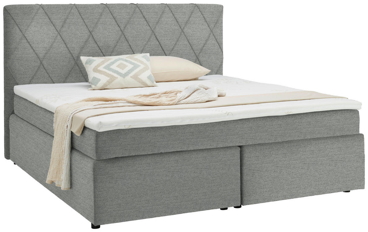 BOXSPRINGBETT 160/200 cm  in Silberfarben  - Silberfarben/Schwarz, Design, Holzwerkstoff/Kunststoff (160/200cm) - Xora
