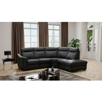 ECKSOFA Echtleder Schwarz  - Wengefarben/Schwarz, Design, Leder/Holz (260/229cm) - Livetastic