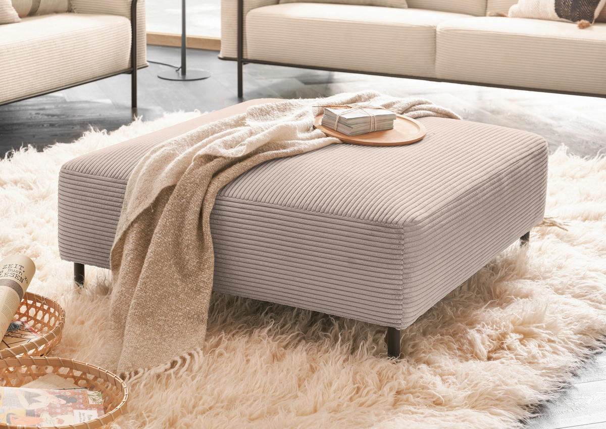 HOCKER in Textil Taupe  - Taupe/Schwarz, Design, Textil/Metall (100/41/100cm) - Johann Jakob