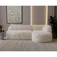 ECKSOFA Teddystoff Beige  - Beige/Schwarz, Design, Kunststoff/Textil (218/156cm) - Livetastic