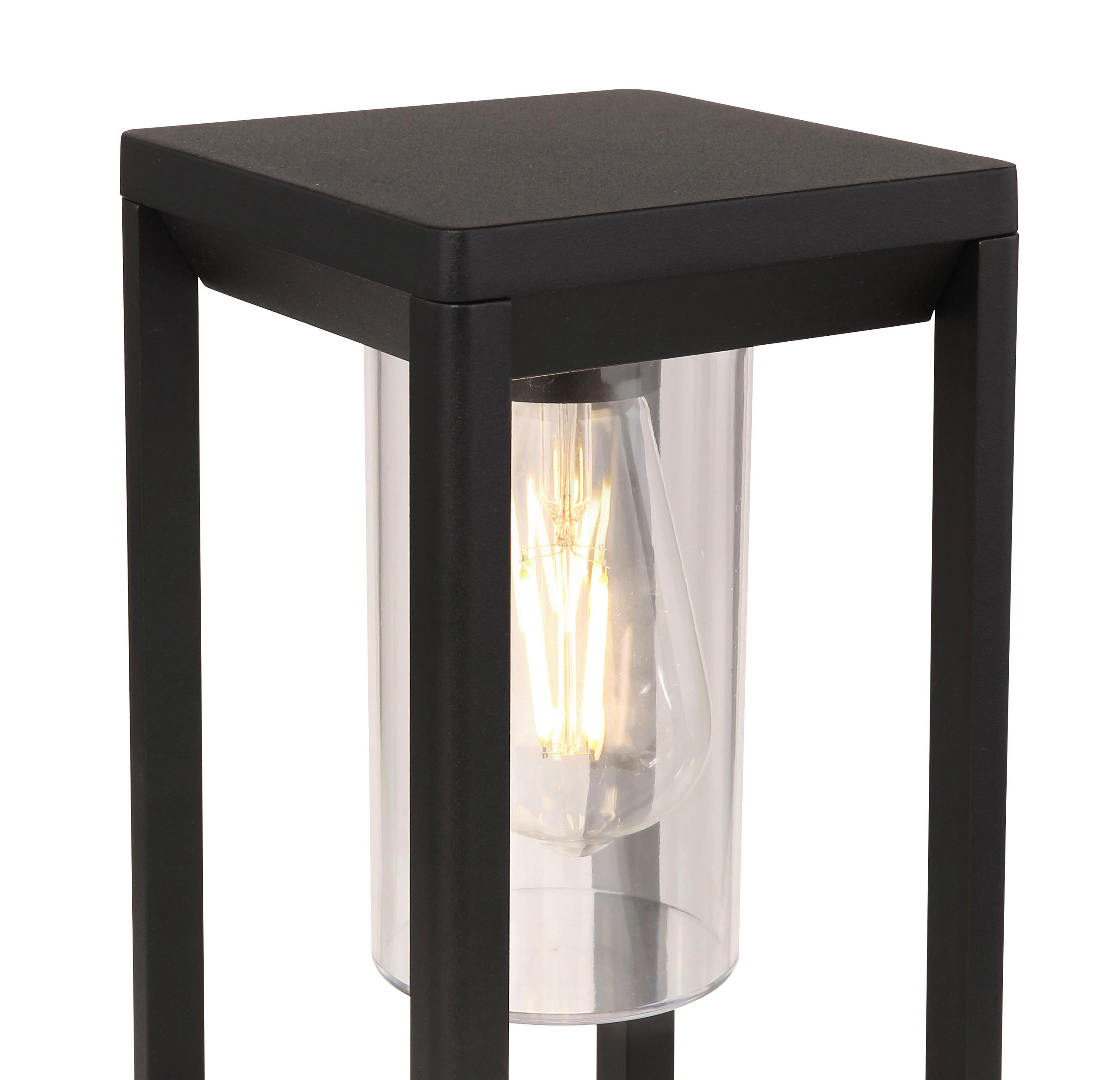 POLLERLEUCHTE Candela 15/15/35 cm   - Klar/Schwarz, Basics, Kunststoff/Metall (15/15/35cm) - Globo