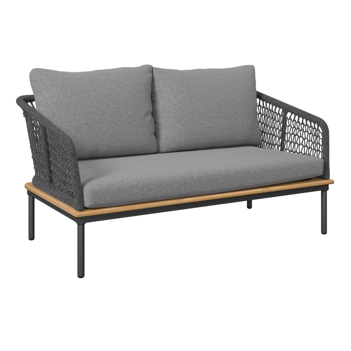 KERTI BÚTORSZETT  - akáciaszínű/antracit, Modern, textil/fa - Ambia Garden