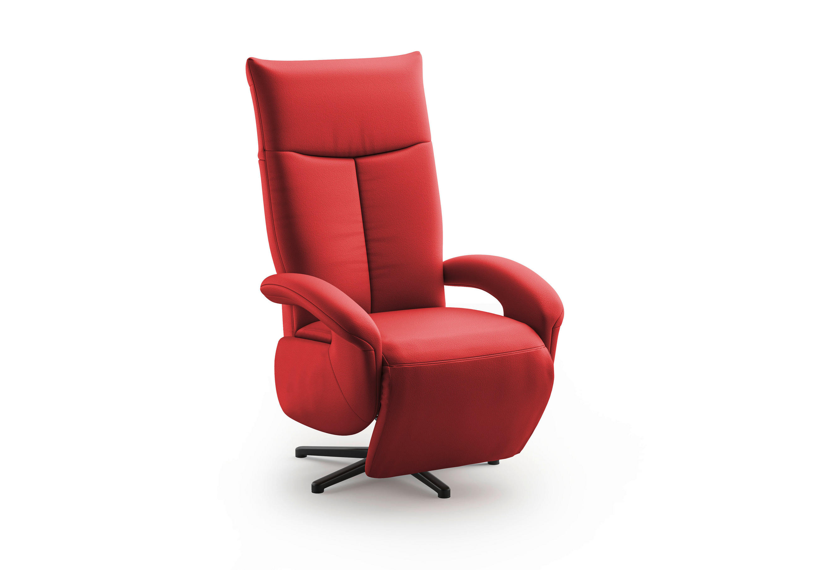 SESSEL in Echtleder Rot - Rot/Schwarz, Konventionell, Leder/Metall (74/112/82cm) - Sit & More