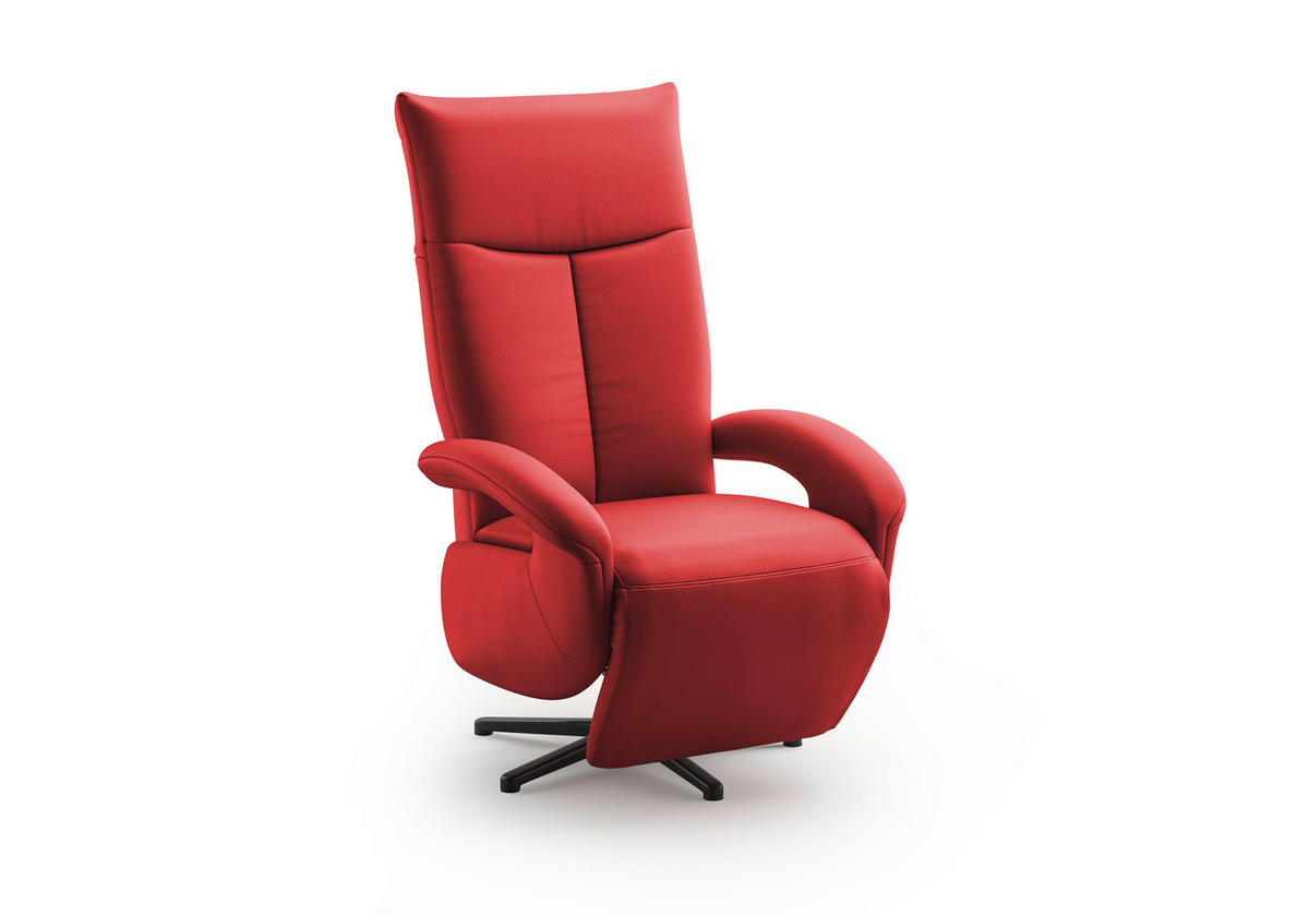 SESSEL in Echtleder Rot  - Rot/Schwarz, Konventionell, Leder/Metall (74/112/82cm) - Sit & More