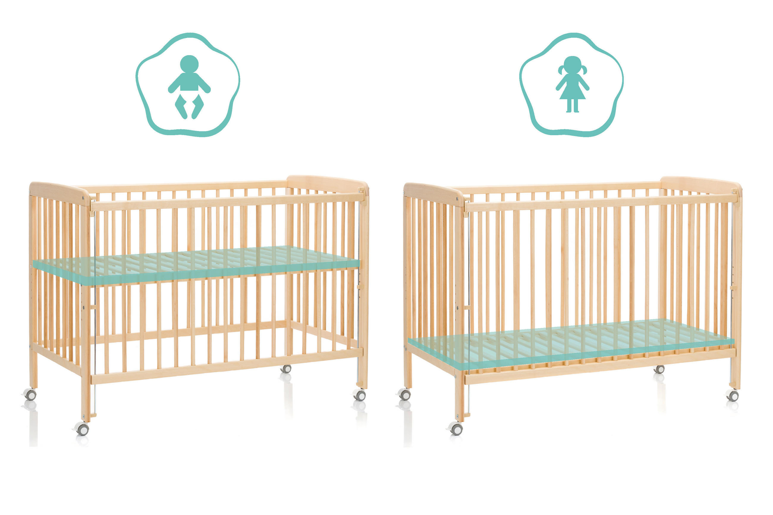 BEISTELLBETT Nena  125/63/91 cm  - Naturfarben, Basics, Holz (125/63/91cm) - Fillikid