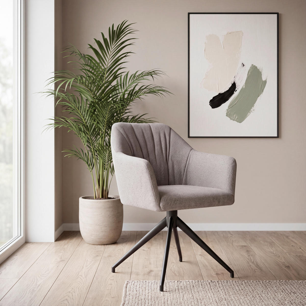 NASLANJAČ, kovina, tekstil siva, črna  - siva/črna, Design, kovina/tekstil (60/81/62cm) - Stylife