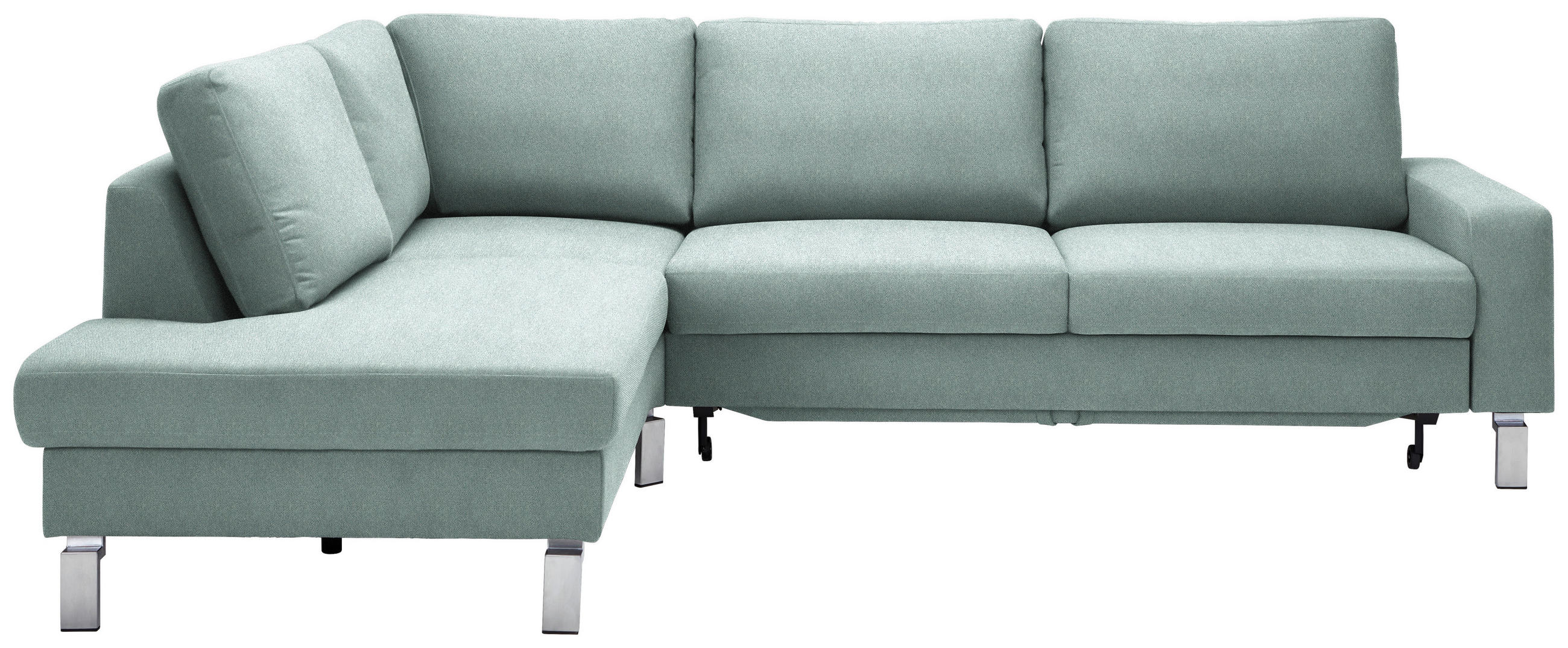 ECKSOFA in Flachgewebe Blaugrau  - Chromfarben/Blaugrau, Design, Textil/Metall (200/276cm) - Hom`in