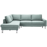 ECKSOFA in Flachgewebe Blaugrau  - Chromfarben/Blaugrau, Design, Textil/Metall (200/276cm) - Hom`in