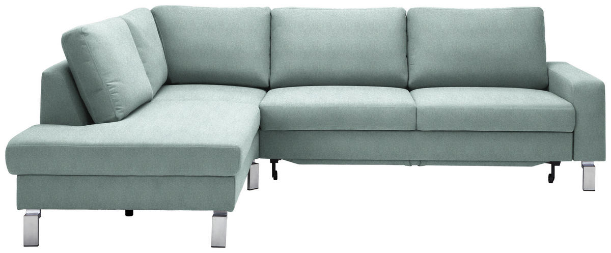 ECKSOFA in Flachgewebe Blaugrau  - Chromfarben/Blaugrau, Design, Textil/Metall (200/276cm) - Hom`in