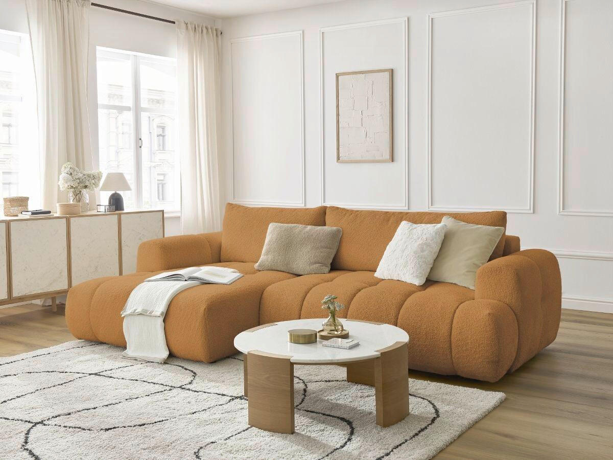 ECKSCHLAFSOFA FUJI Bouclé Gelb  inkl.  - Gelb/Schwarz, MODERN, Kunststoff/Textil (160/292cm)