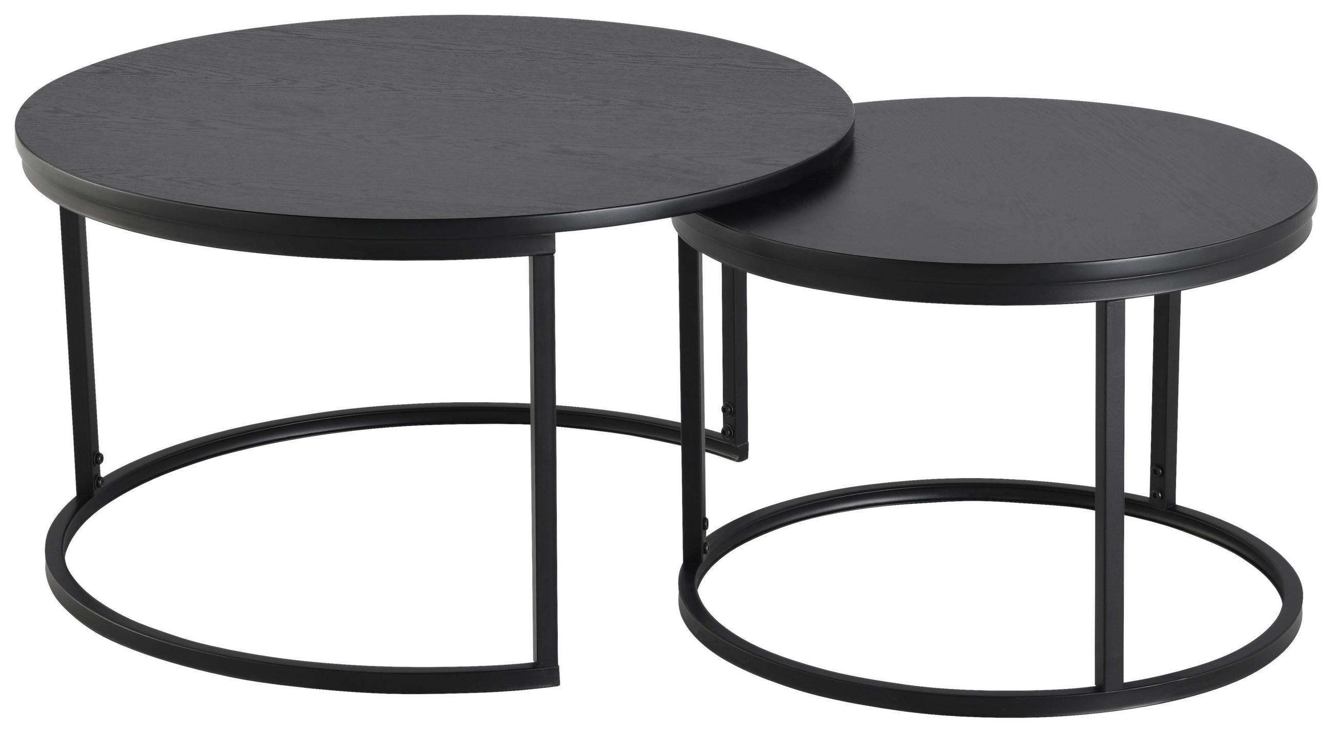 COUCHTISCHSET 80/60/45/42/80/60 cm rund Schwarz  - Schwarz, Design, Holzwerkstoff/Metall (80/60/45/42/80/60cm) - MID.YOU