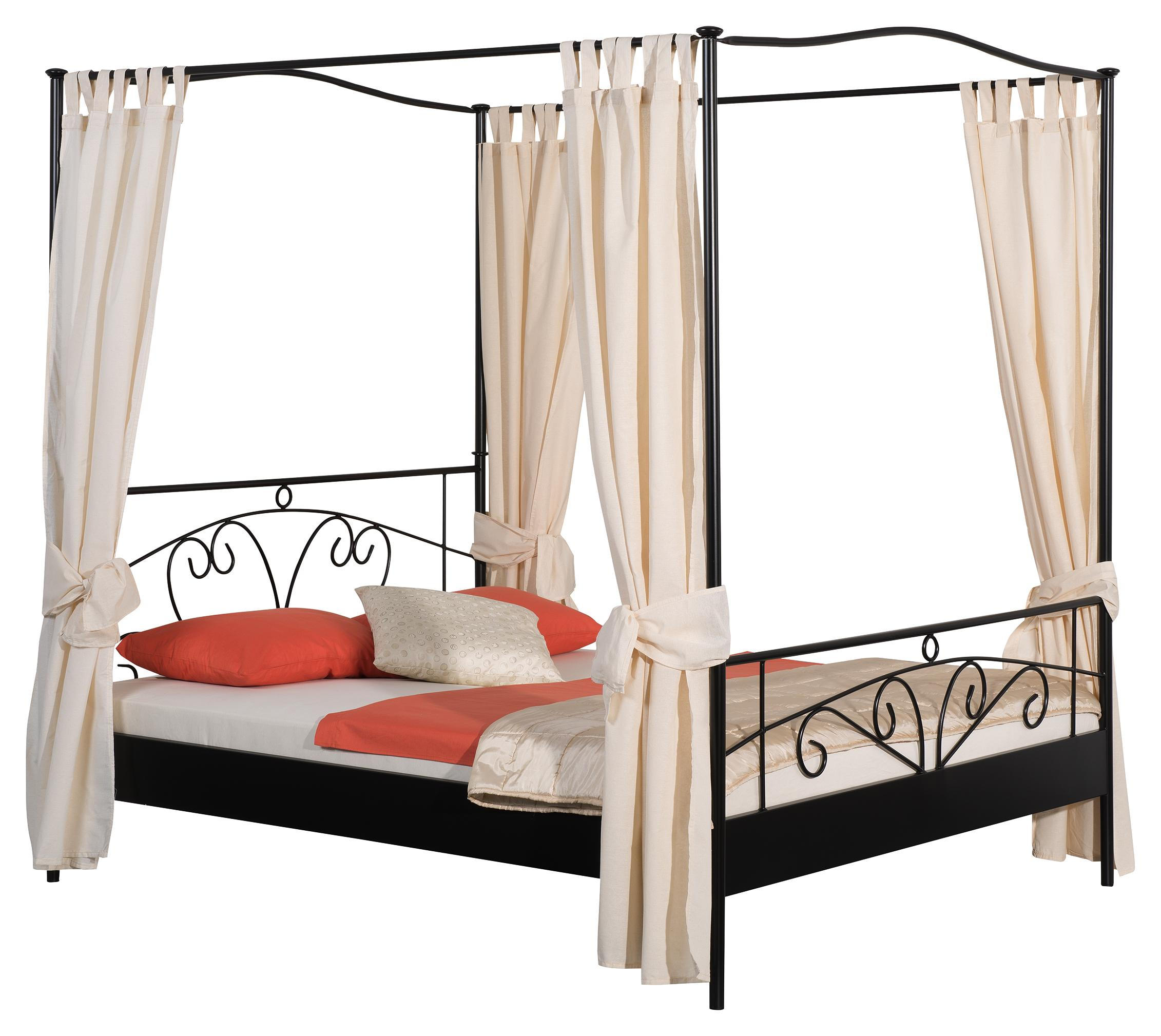 Metallbett 140/200 cm in Creme, Schwarz