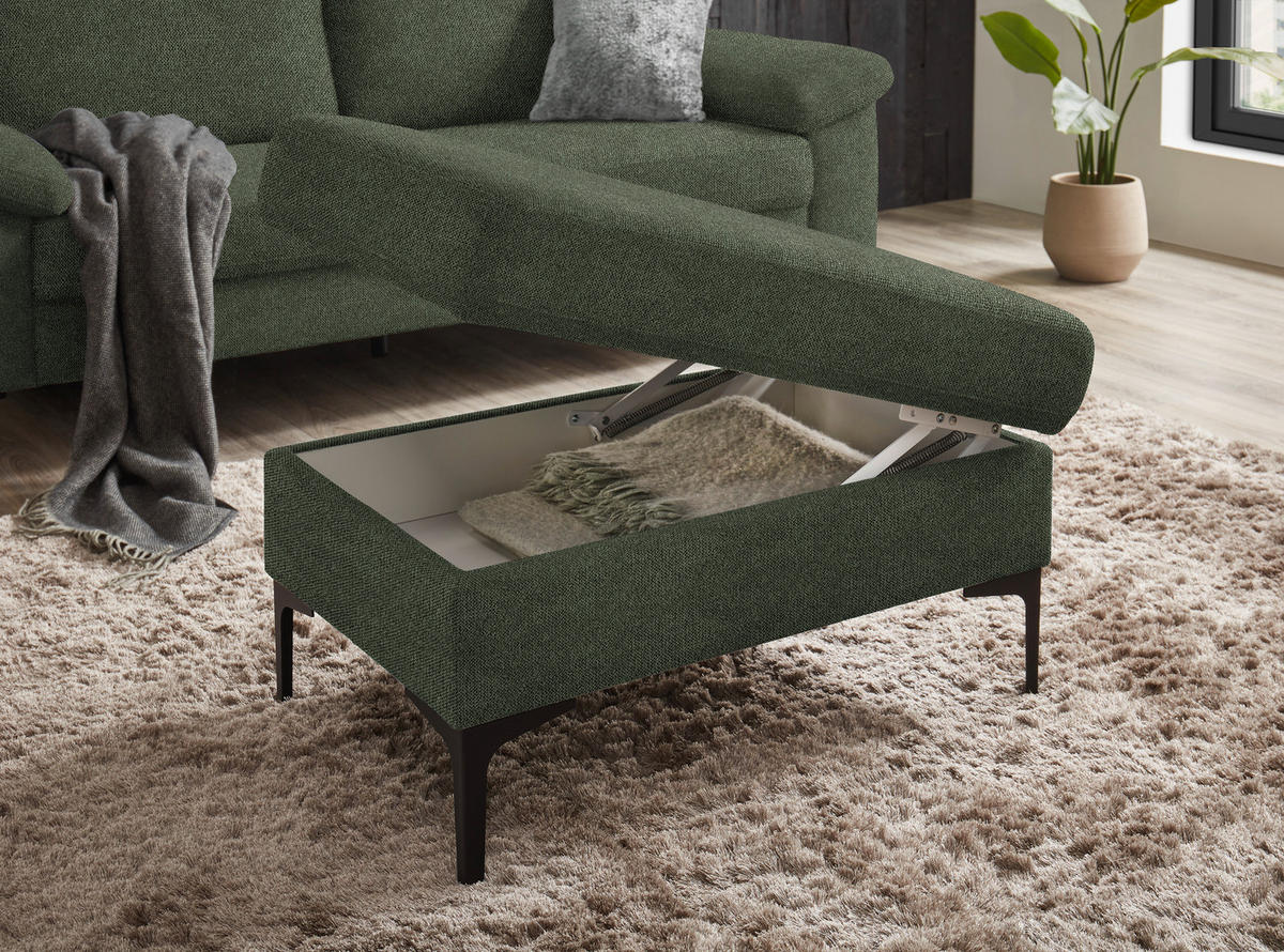 3-SITZER-SOFA in Flachgewebe Olivgrün  - Schwarz/Olivgrün, Design, Textil/Metall (226/89/97cm) - Pure Home Lifestyle