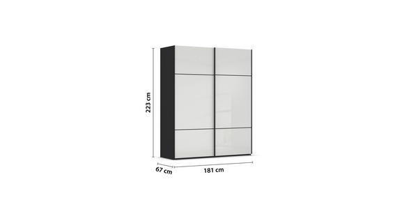 SCHWEBETÜRENSCHRANK in Schwarz, Weiß - Schwarz/Weiß, KONVENTIONELL, Glas/Holzwerkstoff (181/223/67cm) - Novel