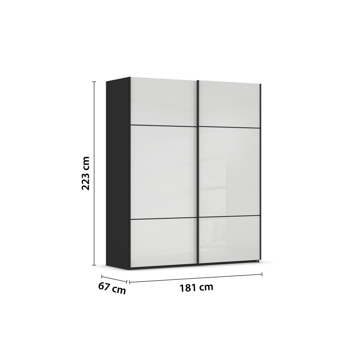 SCHWEBETÜRENSCHRANK in Schwarz, Weiss  - Weiss/Schwarz, Konventionell, Glas/Holzwerkstoff (181/223/67cm) - Novel