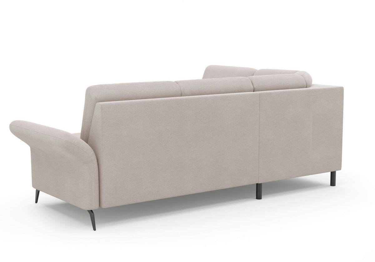 ECKSOFA ROCHELLE E Greige Flachgewebe  - Greige/Schwarz, KONVENTIONELL, Textil/Metall (216/240cm) - Sit & More