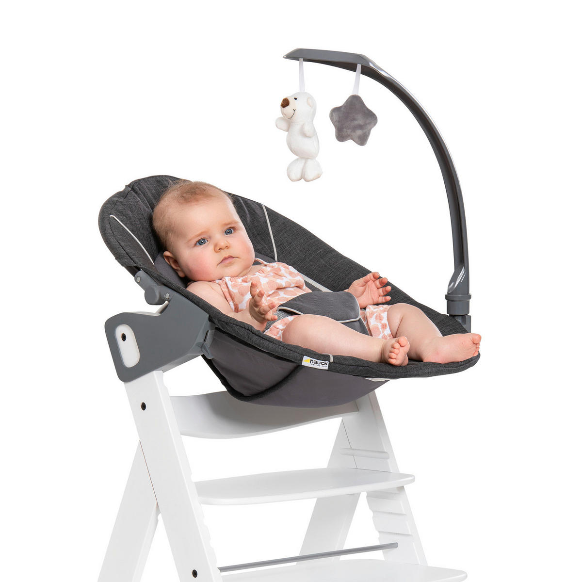 HOCHSTUHLLIEGE ALPHA BOUNCER DELUXE  - Weiß/Grau, Trend, Textil (66/49/45cm) - Hauck