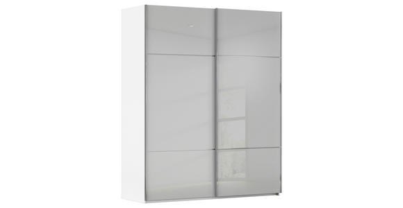 SCHWEBETÜRENSCHRANK in Grau, Weiß - Chromfarben/Weiß, KONVENTIONELL, Glas/Holzwerkstoff (181/223/67cm) - Novel