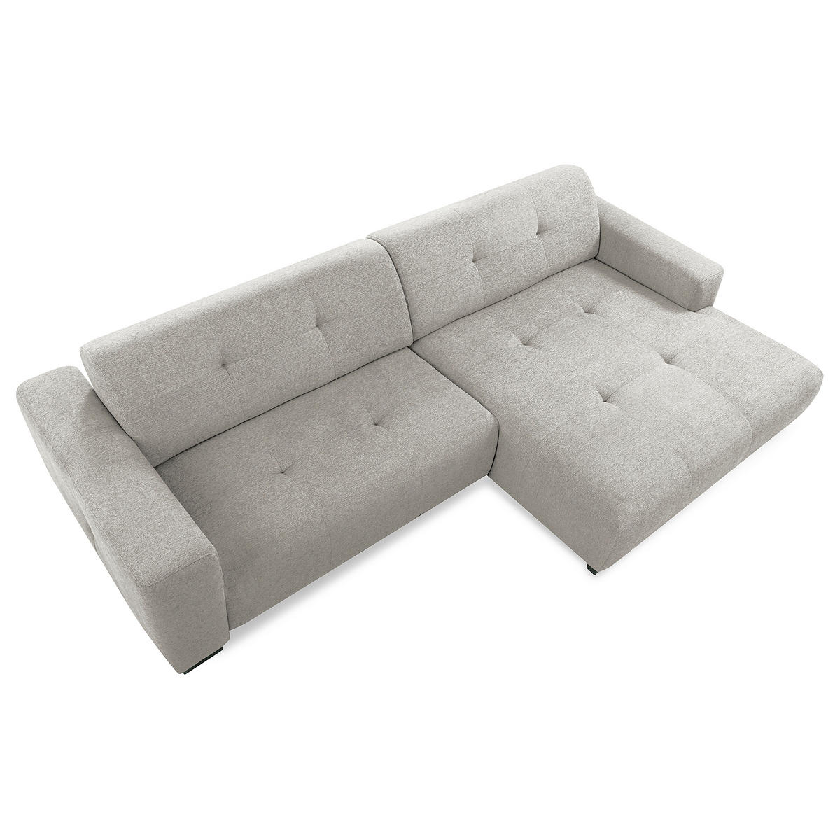 ECKSOFA AUSTIN Hellgrau Flachgewebe Sitztiefenverstellung  - Hellgrau/Schwarz, Design, Kunststoff/Textil (286/169cm) - Livetastic