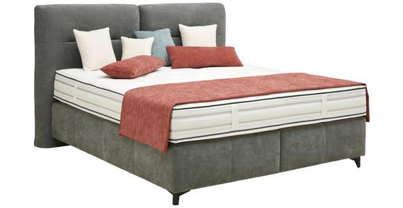BOXSPRINGBETT 180/200 cm in Dunkelgrau - Dunkelgrau/Alufarben, KONVENTIONELL, Textil/Metall (180/200cm) - Dieter Knoll