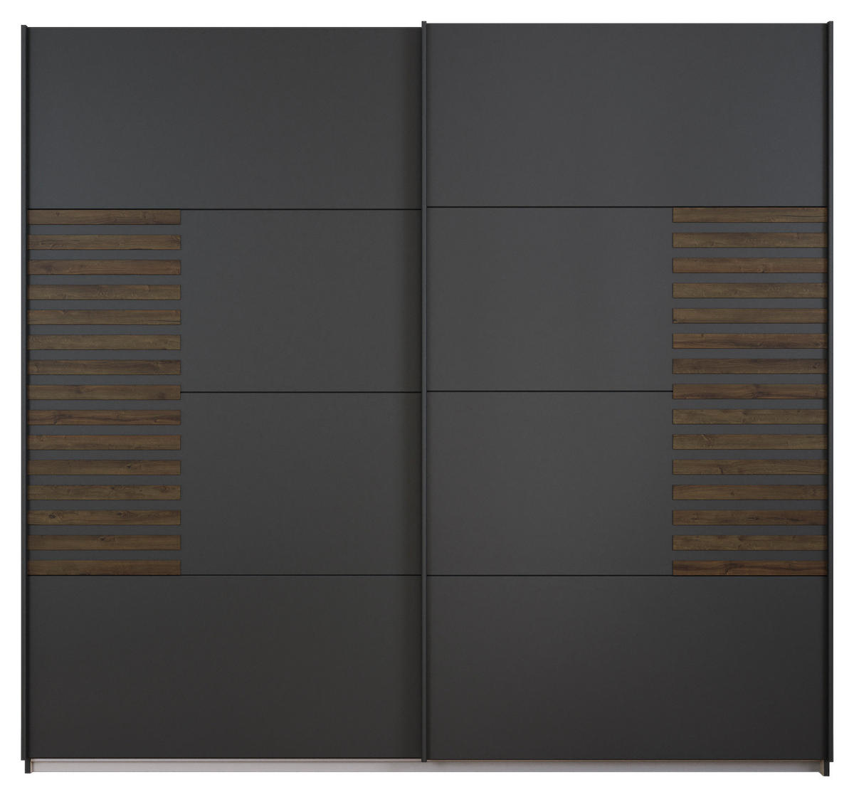 GARDEROB MED SKJUTDÖRRAR 226/210/62 cm 2-dörrar - mörkgrå/mörk ek, Modern, metall/trämaterial (226/210/62cm) - Rauch Möbel