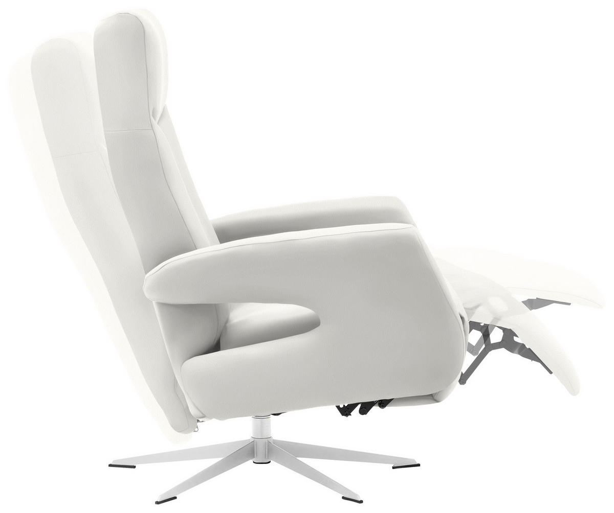 RELAXSESSEL Echtleder Relaxfunktion    - Chromfarben/Weiß, Design, Leder/Metall (74/105/82cm) - Welnova