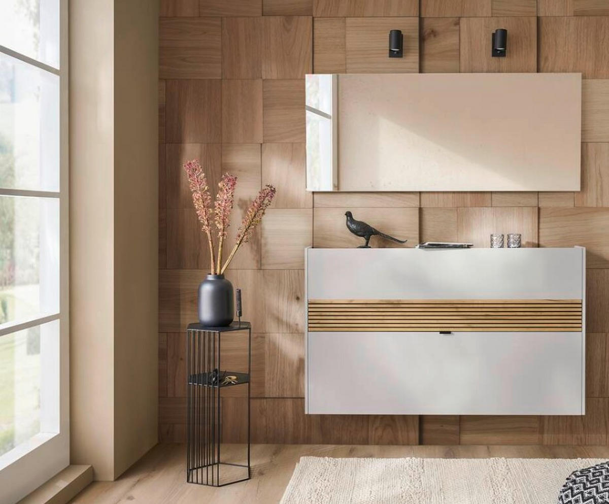 GARDEROBE 2-teilig  in 140/200/18 cm  - Kaschmir/Eichefarben, Design, Glas/Holzwerkstoff (140/200/18cm) - Voleo