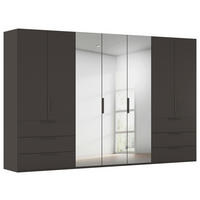 DREHTÜRENSCHRANK 350/223/61 cm,  in Graphitfarben, 7-türig  - Graphitfarben, Basics, Glas/Holzwerkstoff (350/223/61cm) - Novel