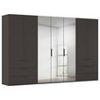 DREHTÜRENSCHRANK 350/235/61 cm,  in Graphitfarben, 7-türig  - Graphitfarben, Basics, Glas/Holzwerkstoff (350/235/61cm) - Novel