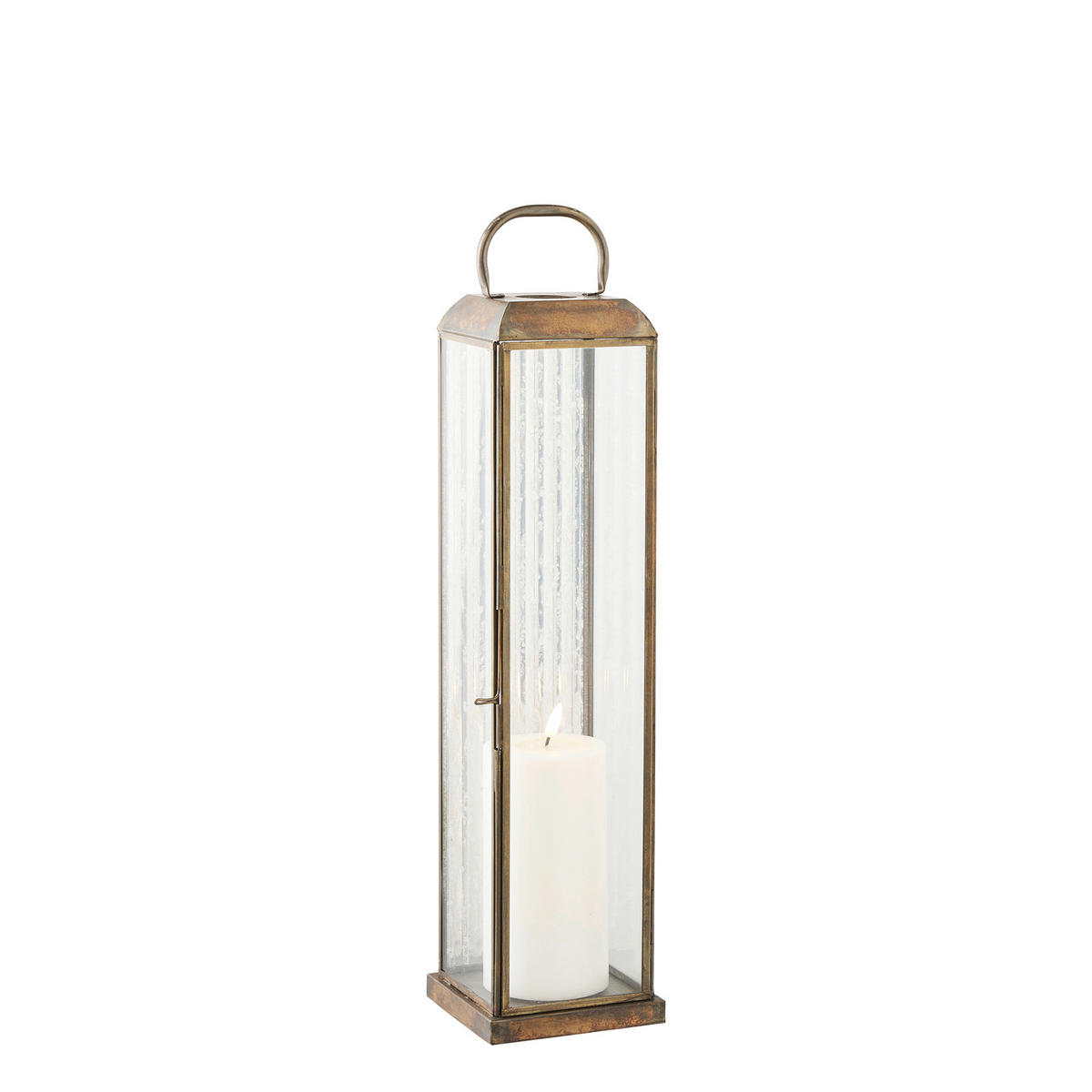LATERNE - Transparent/Messingfarben, Basics, Glas/Metall (12/49/12cm)