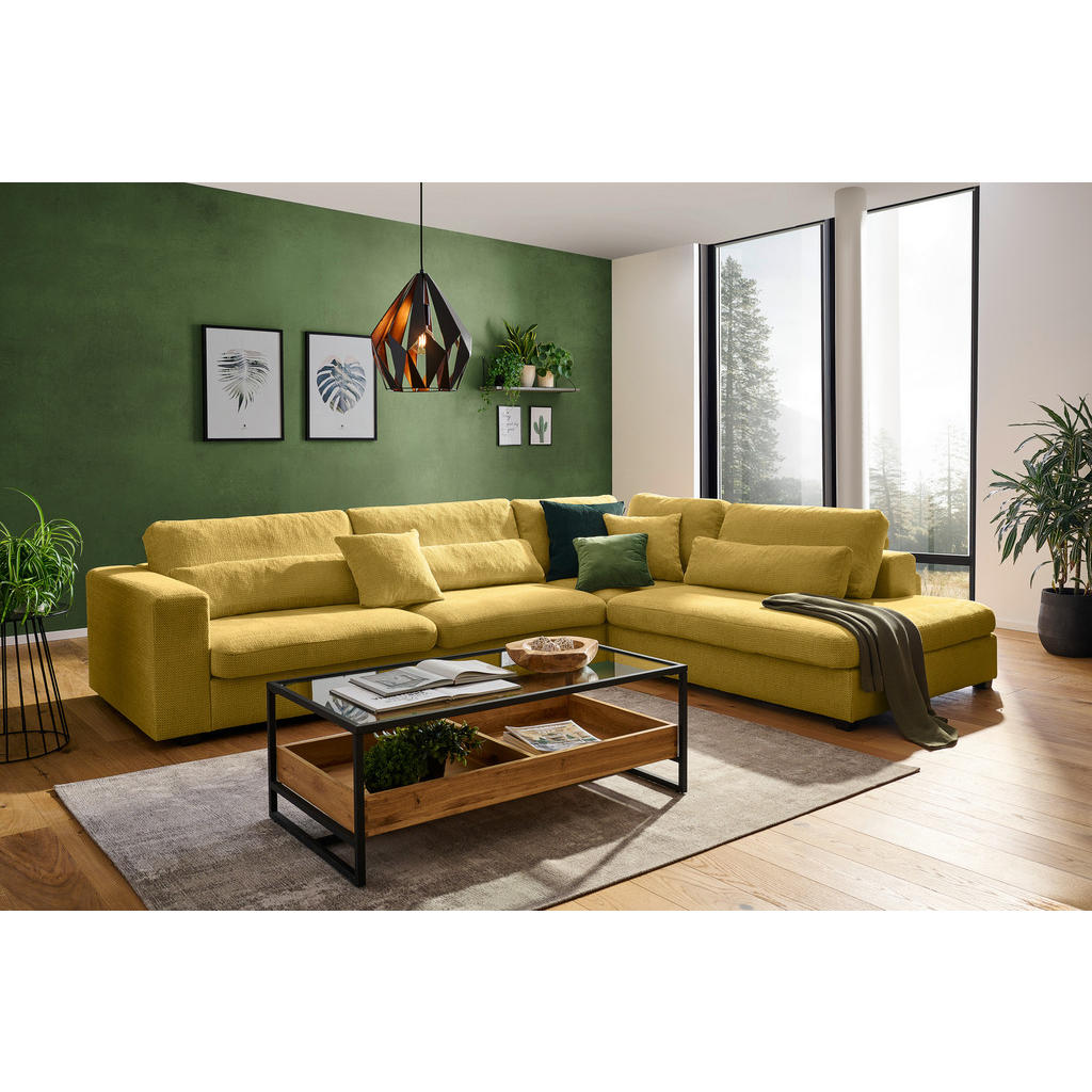 Thumbnail - Carryhome Ecksofa, Dunkelgelb, Textil, 4-5-Sitzer, Füllung: Schaumstoff, Ottomane rechts, L-Form, 314x250 cm, Stoffauswa...