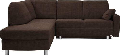ECKSOFA in Chenille Dunkelbraun  - Dunkelbraun/Alufarben, KONVENTIONELL, Textil/Metall (208/227cm) - Sedda