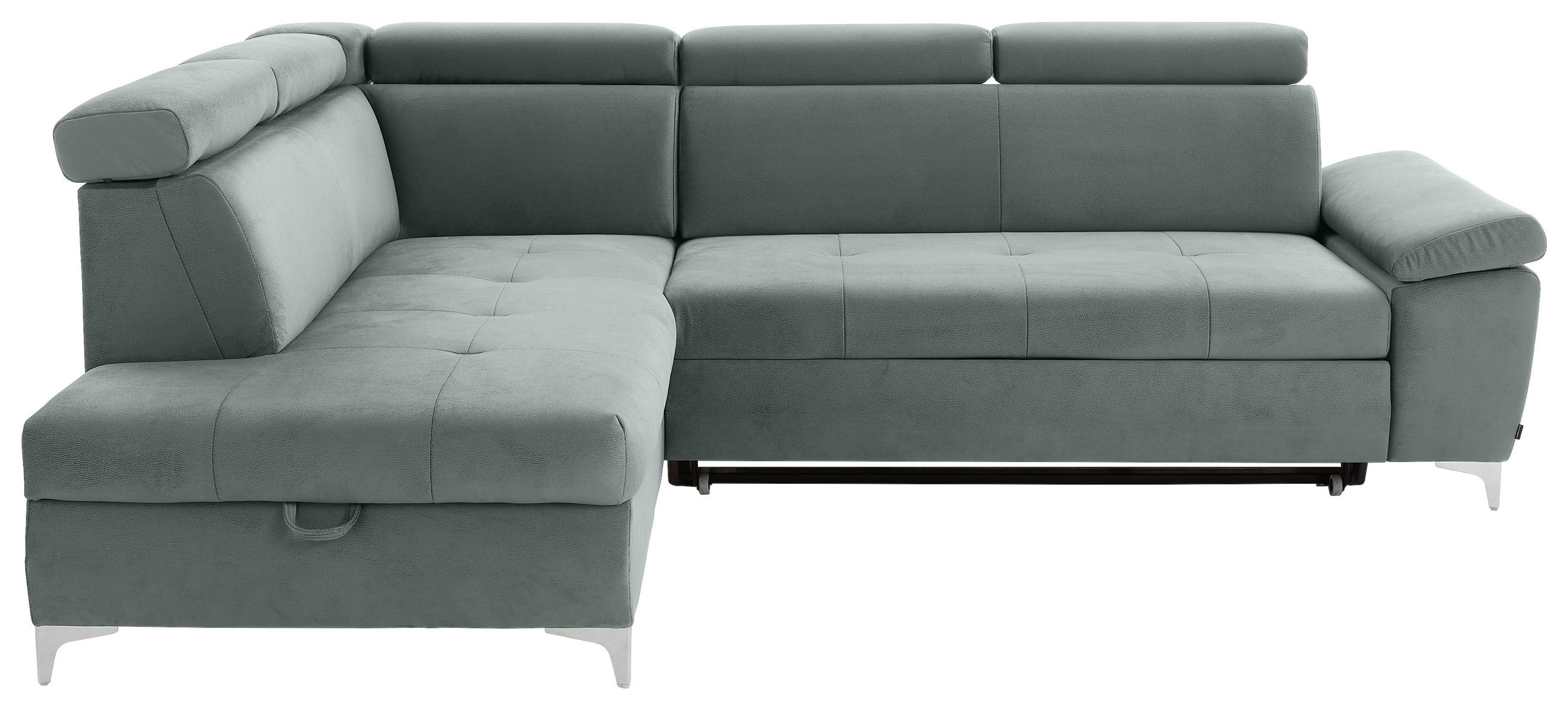 ECKSOFA Mintgrün Mikrofaser  - Chromfarben/Mintgrün, KONVENTIONELL, Textil/Metall (206/271cm) - Carryhome