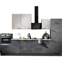 KÜCHENLEERBLOCK 340 cm   in Graphitfarben, Weiß  - Schwarz/Graphitfarben, Design, Holzwerkstoff/Metall (340cm) - Xora