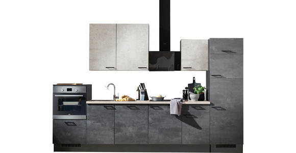 KÜCHENLEERBLOCK 340 cm   in Graphitfarben, Weiß  - Schwarz/Graphitfarben, Design, Holzwerkstoff/Metall (340cm) - Xora