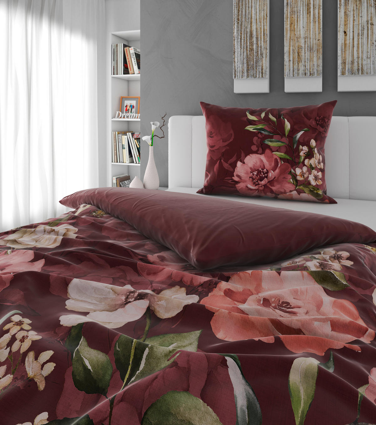 BETTWÄSCHE 2-teilig Mavie Satin 140/200 cm  - Dunkelrot, KONVENTIONELL, Textil (140/200cm) - Esposa