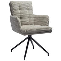 ARMLEHNSTUHL  Stoffauswahl, Sitzfläche 360° drehbar Cord  Hellgrau  - Hellgrau/Schwarz, Design, Textil/Metall (66/89/64cm) - Stylife