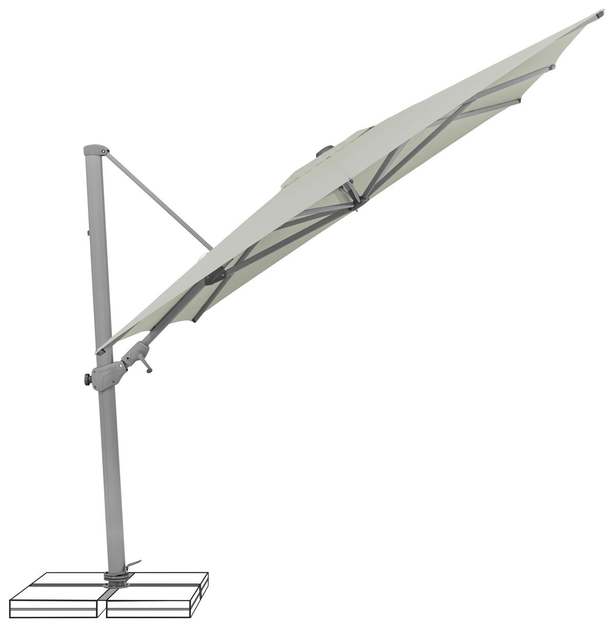 AMPELSCHIRM 330 x 270 cm Grau  - Silberfarben/Grau, KONVENTIONELL, Textil/Metall (330/270cm) - Suncomfort by Glatz