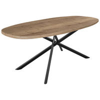 ESSTISCH Schwarz, Eiche dunkel bootsförmig  in verschiedenen Holzdekoren erhältlich  - Eiche dunkel/Schwarz, Basics, Holzwerkstoff/Metall (200/105/76cm) - Celina Home