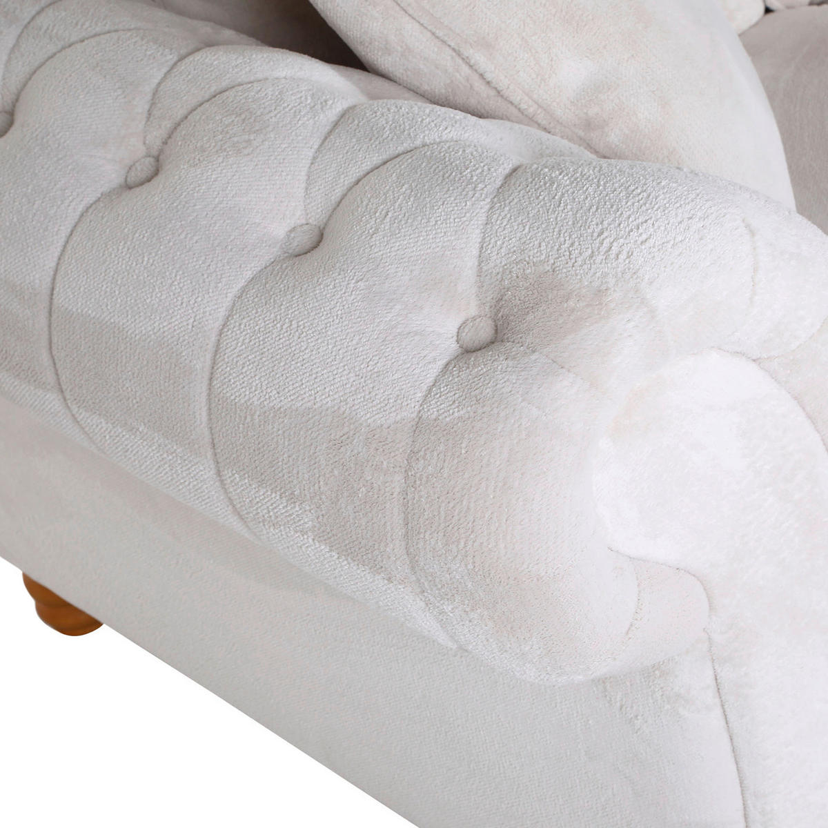 BIG SOFFA i plysch vit  - vit/furufärgad, Trend, trä/textil (273/85/110cm) - MID.YOU