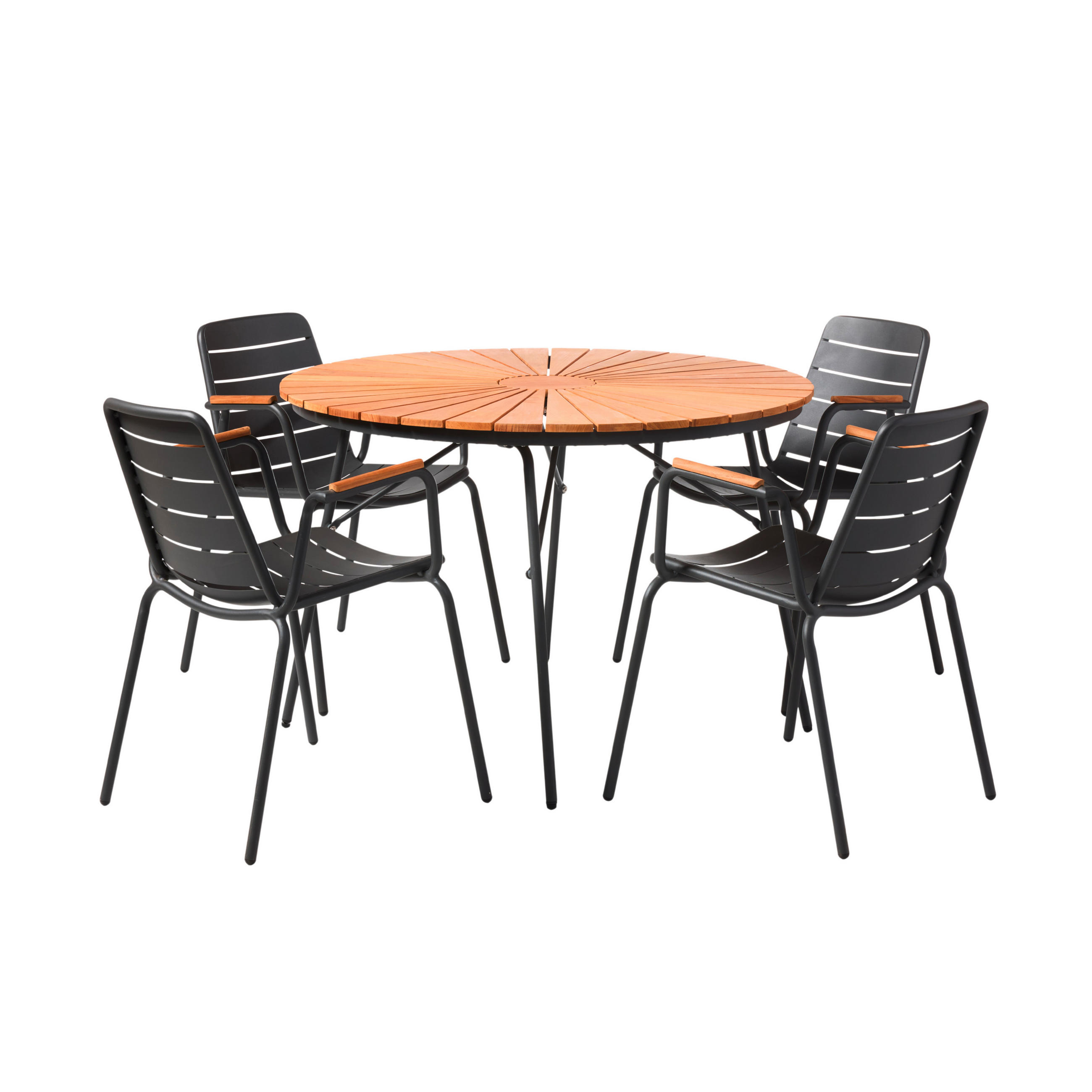 GARTENTISCHGRUPPE Teakholz vollmassiv Aluminium  - Anthrazit/Teakfarben, Natur, Holz/Metall (160/160/78cm) - Gardenson
