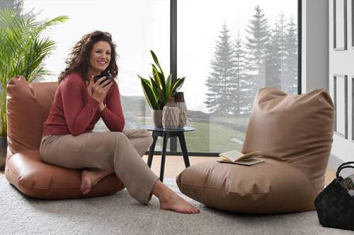 SITZSACK Lederlook (vegan) Cognac  - Cognac, Trend, Textil (65/65/95cm) - Max Winzer